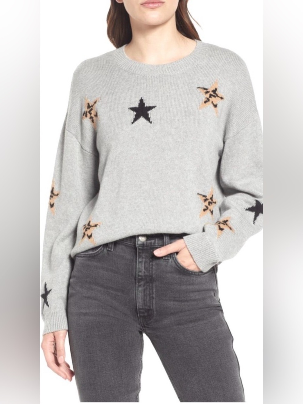 Rails Perci Star Sweater in the color Heather Grey Animal Stars M